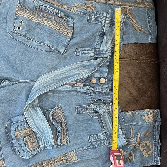 Johnny Was Biya Aventura Embroidered Cargo Denim Pants - Picture 14 of 14